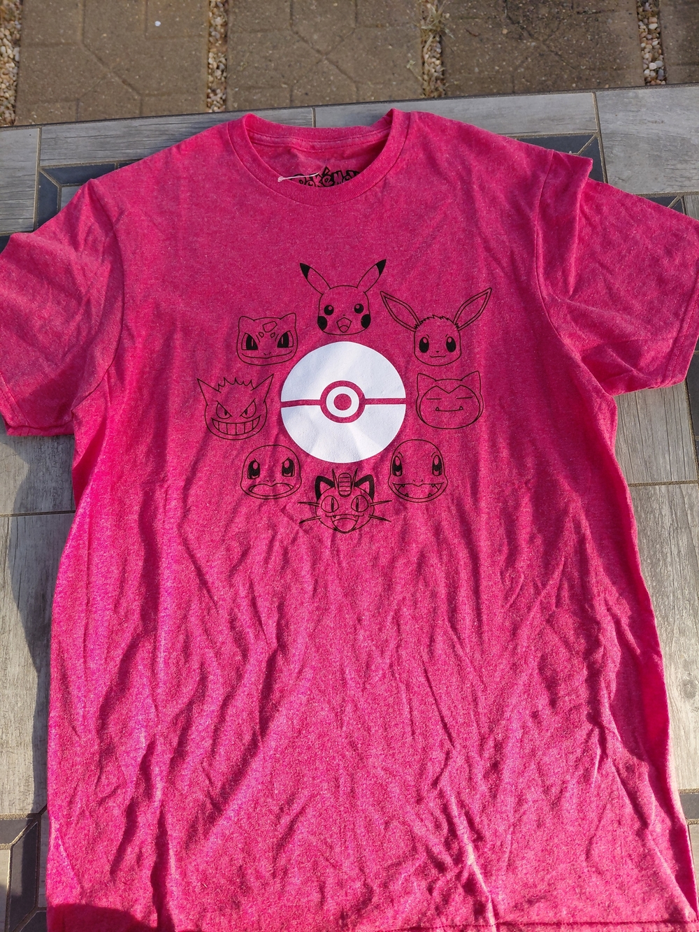 Nintendo Pink Pokémon Logo Tee with Black Print, Size M